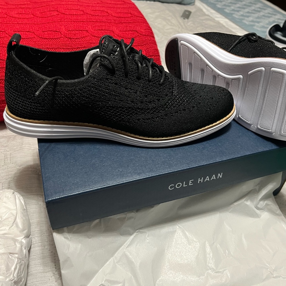Cole Haan Black Knit Wingtip Oxfords